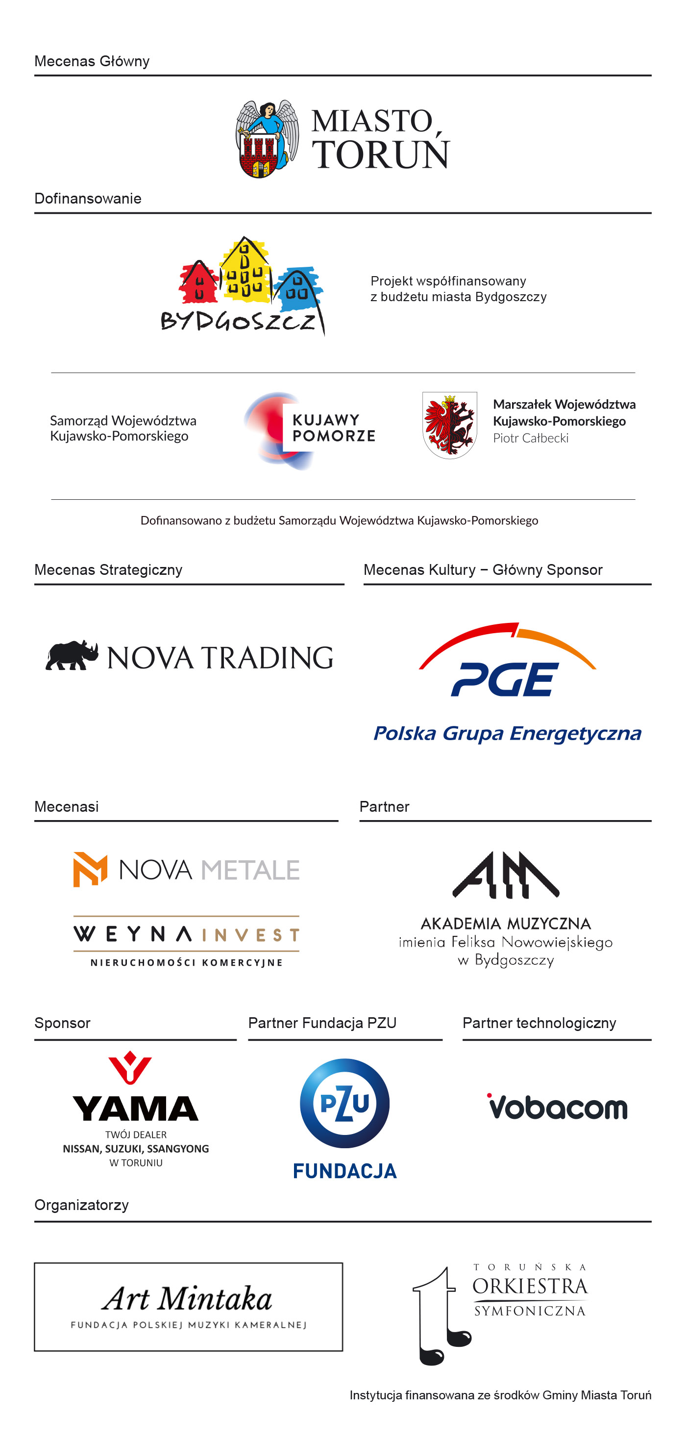 mecenasi, sponsorzy, partnerzy koncertu
