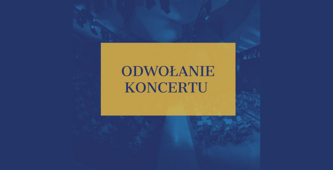 grafika z napisem odwołanie koncertu