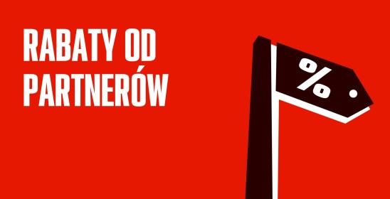 czarna nutka ze znakiem % na czerwonym tle