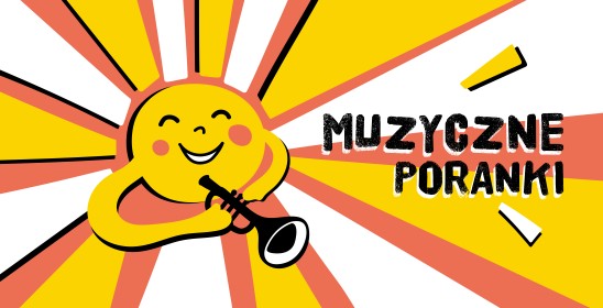 grafika projektu muzyczne poranki - uśmiechnięte słońce z trąbką