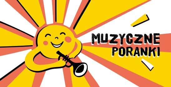 grafika projektu muzyczne poranki - uśmiechnięte słońce z trąbką
