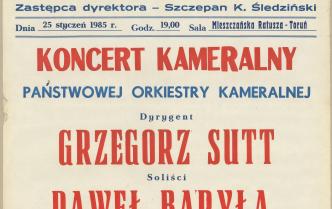 Plakat - Koncert kameralny w dniu 25 stycznia 1985 roku