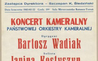 Plakat - Koncert kameralny w dniu 22 lutego 1985 roku