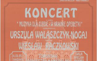 Plakat - Koncert "Muzyka dla Ciebie - w Krainie operetki" w dniu 25 września 1995 rokuoku