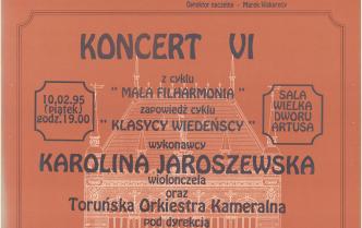 Plakat - Koncert z cyklu "Mała filharmonia" w dniu 10 lutego 1995 roku