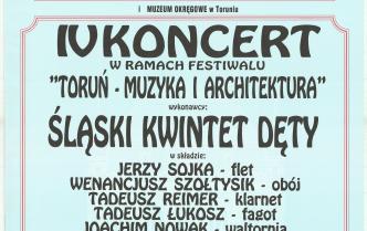 Plakat - IV Koncert w ramach festiwalu "Toruń - Muzyka i Architektura" w dniu 1 lipca 1997 roku