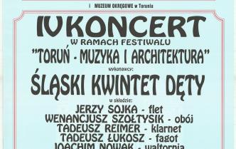 Plakat - IV Koncert w ramach festiwalu "Toruń - Muzyka i Architektura" w dniu 1 lipca 1997 roku