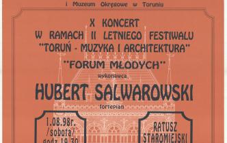 Plakat - X Koncert w ramach II Letniego Festiwalu Toruń - Muzyka i Architektura w dniu 1 sierpnia 1998 roku