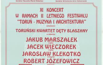 Plakat - XI Koncert w ramach II Letniego festiwalu Toruń - Muzyka i Architektura w dniu 2 sierpnia 1998 roku