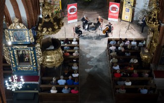 top view of the audience and musicians
