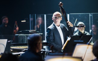 man playing the double bass