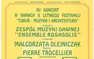 Plakat - XV Koncert w ramach II Letniego Festiwalu Toruń - Muzyka i Architektura w dniu 16 sierpnia 1998 roku