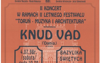 Plakat - IV Koncert w ramach II Letniego Festiwalu Toruń - Muzyka i Architektura w dniu 4 lipca 1998 roku