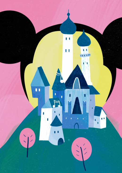 castle on the background of Mickey Mouse's head
