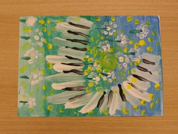 Praca plastyczna dziecka przedstawiająca klawisze fortepianu